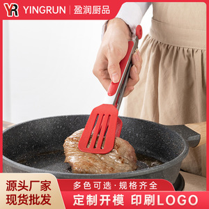 Yingrun Silicone Food Clips Stainless Steel Red Non Stick Kitchen Tools For Frying <b>Grilling</b> Steak Salad Bread - Product Image 2