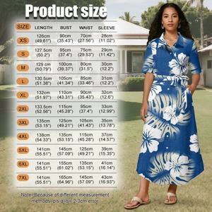 Fornitore di <span class=keywords><strong>vestiti</strong></span> nuovi arrivi con marchio personalizzato elegante autunno Casual abito <span class=keywords><strong>da</strong></span> donna a maniche corte stampato polinesiano - Product Image 6