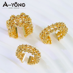 Anillos de Boda de Lujo con Cuentas Doradas, Chapados en Oro de 21k, Ajustables, Diseño Italiano, Anillo de Moda para Mujer, Joyería para Fiesta - Product Image 1