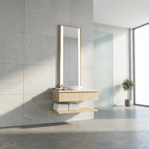 Ensemble de meubles de salle de bain Arion, lavabo, armoire, miroir, design moderne et naturel, pour la maison, la chambre à coucher, l'hôtel - Product Image 3