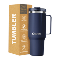 Tasse personnalisée de 40 oz en acier inoxydable Tasse au design moderne à double paroi isolée Tasse à gobelet de 40 oz avec poignée et paille