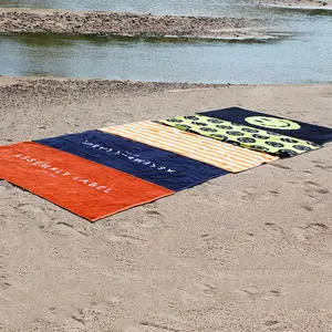 100% Baumwolle Strand tücher Velours Custom Design reaktiv gedruckt große übergroße Jacquard Logo Strand tuch