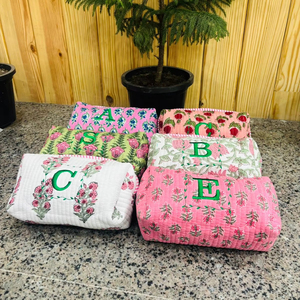 Bolsa de Maquillaje de Algodón Floral Hecha a Mano, Regalos para Damas de Honor, Bolsa de Cosméticos para Mujer, Gran Capacidad - Product Image 1