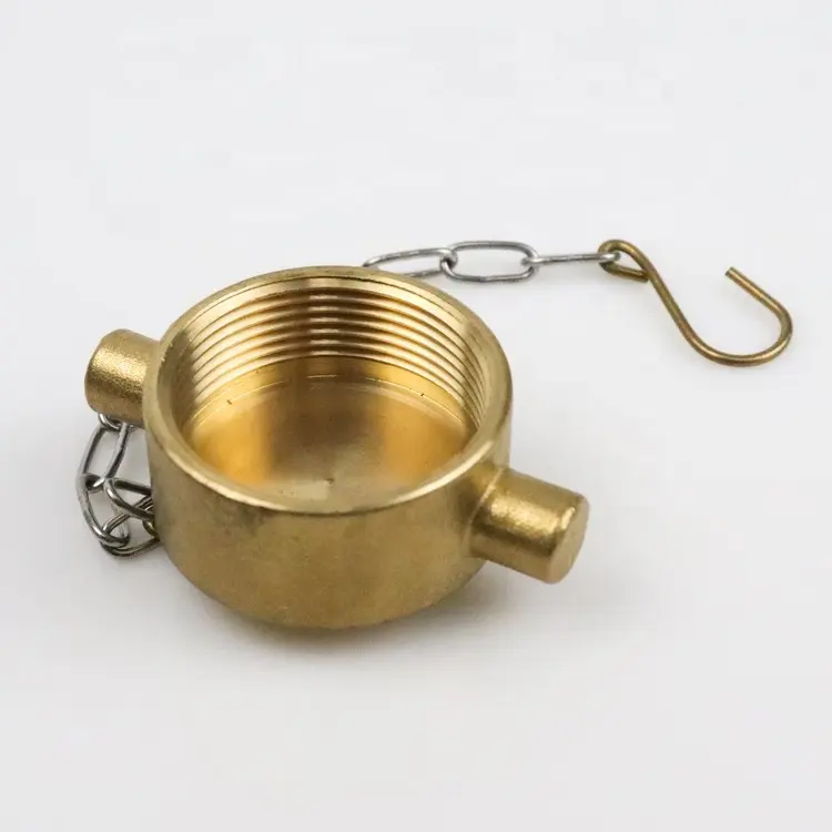Brass Material Fire Hydrant Valve Cap Female NH Thread Sealed Blind End Cap with Chain Pin Lug Cap