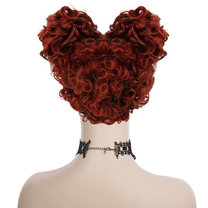 Queen Winifred Halloween Carnival peluca <span class=keywords><strong>mujer</strong></span> corto rizado rojo en forma <span class=keywords><strong>de</strong></span> <span class=keywords><strong>corazones</strong></span> peluca <span class=keywords><strong>para</strong></span> TV y película Cosplay peluca extraña - Product Image 4