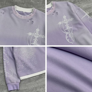 Chemise thermique surdimensionnée respirante en coton 100% personnalisée, de haute qualité, pour homme, style vintage, à manches longues, en tricot gaufré, effet délavé à l'acide - Product Image 3