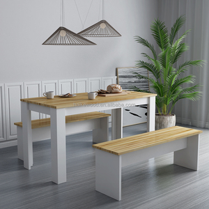 Modern Panel <strong>Dining</strong> <strong>Table</strong> and Chair Set <strong>with</strong> 2 <strong>Benches</strong> for <strong>Small</strong> Apartments and Hotels - Product Image 6