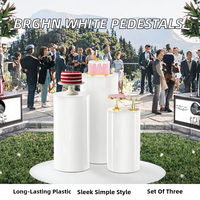 Supports cylindriques minimalistes en plastique blanc durable BRGHN, 3 pièces, pour la décoration de mariage, de baby shower et de fête