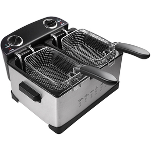 Boîtier en acier inoxydable XJ-14301 Thermostat réglable <span class=keywords><strong>Double</strong></span> réservoir <span class=keywords><strong>Friteuse</strong></span> électrique pour usage domestique - Product Image 3
