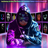 Masque lumineux LED pour fête, édition d'images, masque programmable, contrôle par application pour Halloween mascarade