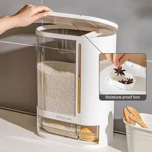 Cubo de almacenamiento de arroz de gran capacidad con partición de tapa a prueba de insectos, dispensador de alimentos de medición de flujo automático, contenedores de almacenamiento de granos - Product Image 3