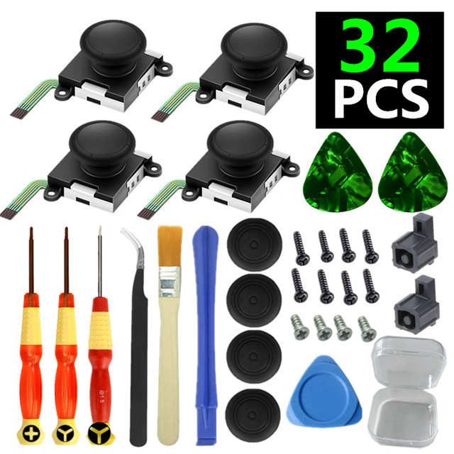 34 in 1 Replacement Thumb Stick Repair Kit for Nintendo Switch 3D Joystick Analog Sticks NS Lite Controller Repair Tool