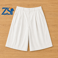 Shorts plissés mi-taille pour homme Zesheng avec logo personnalisé, en mélange lin-coton, anti-plis, coupe large, pour la plage et l'été, décontractés