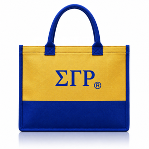 Borsa Tote in Tela <span class=keywords><strong>SGR</strong></span> 1922 Ispirata alla Sorority Sigma Gamma Rho, Design Blu e Oro, Grande Capacità, Vendita all'Ingrosso - Product Image 1