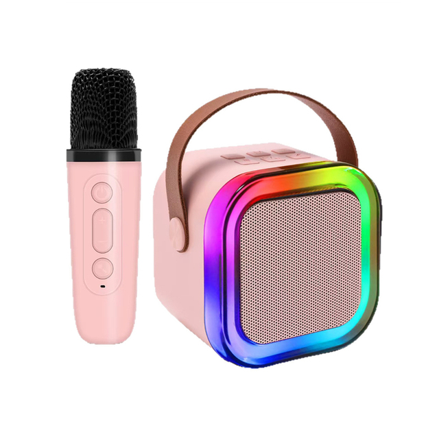 1 Mic K12 Karaoke Machine Blue tooth Speaker Wireless Microphones RGB LED Colorful Lights Ambient Lighting Singing Speaker