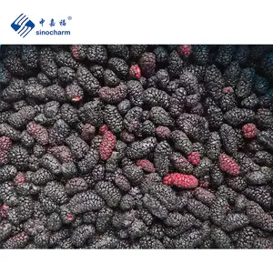 Sinocharm 80% negro fresco orgánico no gusano IQF Mulberry precio al por mayor 10kg a granel congelado entero Mulberry