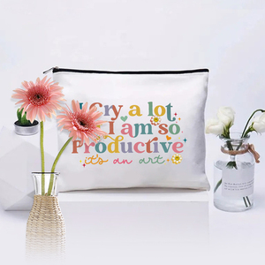 J'ai pleuré beaucoup, mais j'ai été très productif : un sac de maquillage personnalisé, un sac de rangement de voyage, une trousse de toilette, une pochette cosmétique. - Product Image 6