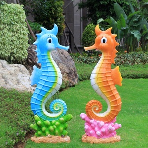 Grande sculpture de hippocampe LED en fibre de verre, statue d'animal marin en résine pour exposition en parc d'attractions ou parc aquatique - Product Image 2