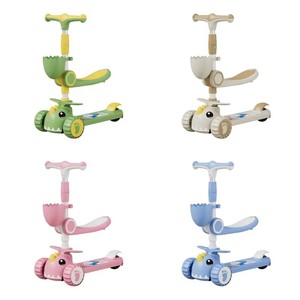 Trottinette enfant 3-en-1 avec siège amovible, design <span class=keywords><strong>petit</strong></span> <span class=keywords><strong>dinosaure</strong></span>, pliable, 3 roues, en plastique, pour usage extérieur - Product Image 6