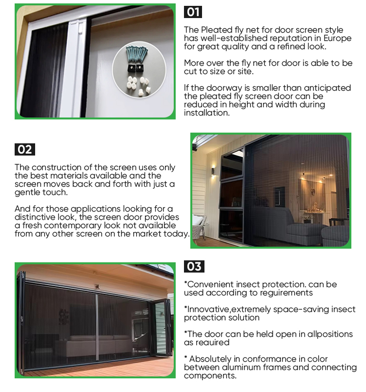 Retractable Aluminum Alloy Pleated Screen Door Sliding Mosquito Net Anti Insect Mesh Accessories for Sliding Door · image 5