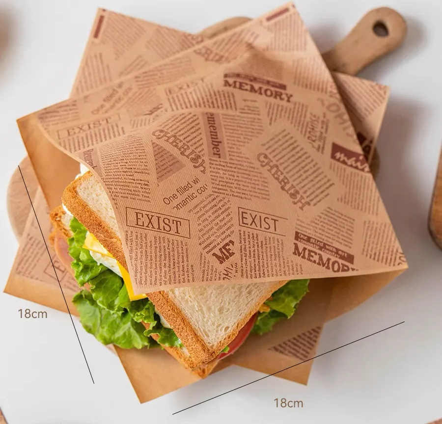 Sandwich-Verpackungspapier Burger-Folienverpackung Hamburger Verpackung Lebensmittelverpackungspapier mit Aluminiumfolienlag