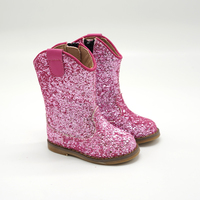 Bottes de cowboy en cuir pour Noël, chaussures d'hiver tendance OEM, chaussures plates décontractées, bottes de cowgirl scintillantes, chaussures de luxe pour filles, vente en gros
