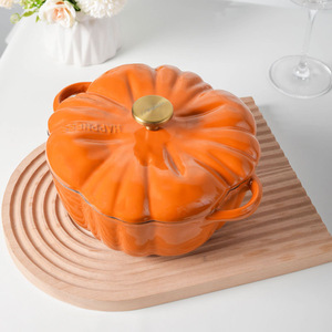 Casserole en émail en forme de citrouille pour soupes et ragoûts, pot à soupe multifonctionnel en émail pour la maison, compatible avec les plaques à induction - Product Image 2