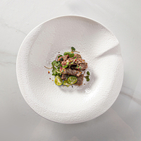 Assiette à soupe en porcelaine mate givrée, vaisselle en céramique, assiettes blanches irrégulières, ensemble de vaisselle de mariage, hôtel et restaurant