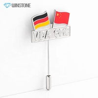 Broches personnalisées en métal poli, gravées à la presse, émail dur, double drapeau national, avec impression sérigraphiée pour l'Allemagne