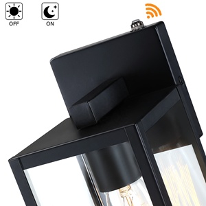 포토 센서 블랙 야외 랜턴 벽 조명 투명 유리 방수 농가 벽 마운트 램프 집 베란다 안뜰 차고 - Product Image 6