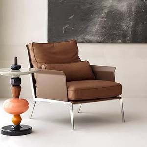 Sofá perezoso minimalista de marca de gama alta de diseñador italiano, silla de cuero para ocio, para dormitorio, muebles de lujo para el hogar - Product Image 4