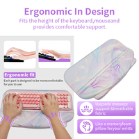 Ensemble de tapis de souris ergonomique en mousse à mémoire de forme bleu avec repose-poignet antidérapant pour bureau, personnalisable, motif dessin animé