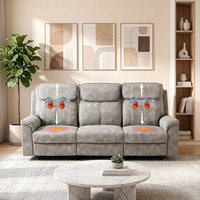 Canapé inclinable ergonomique moderne trois places en cuir véritable avec fonctions de massage électrique et de balancement, télécommande, luxe