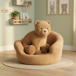 Cama para Mascotas en Forma de Oso de Peluche Marrón con Diseño de Cojín Suave - Product Image 3