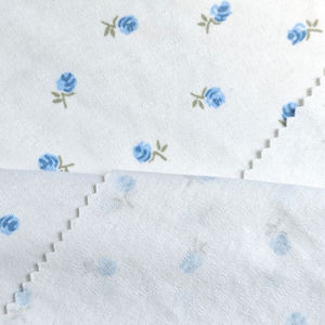 하이 퀄리티 지속 가능한 폴리에스터 면 플로럴 프린트 니트 면 혼방 저지 인터록 티셔츠 원단 - Product Image 3