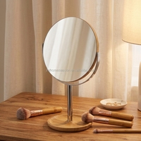 SY Double Face 360 °   Miroir de maquillage rotatif en bambou rond pour table, pour femme