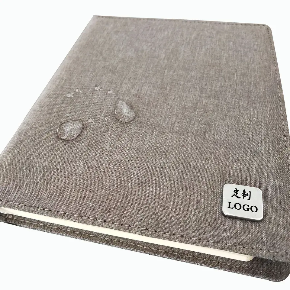 Elegante handgemachte benutzer definierte Notebook Designer entworfen Leinen braun kommerziellen Leder Hardcover Notebook A5 Größe Notebook