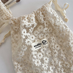 Mesh Lace Embroidered Daisy Storage <b>Bag</b> Travel Toiletry Organizer Cosmetic Divider Canvas Miscellaneous Item Organizer - Product Image 5