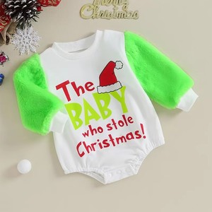 2026 Combinaison <span class=keywords><strong>pull</strong></span> pour bébé 'Le Bébé qui a volé Noël' à manches en fourrure verte, pour bébés garçons et filles, style Grinch <span class=keywords><strong>de</strong></span> Noël - Product Image 6