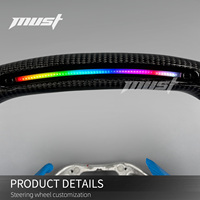 Volant sport en fibre de carbone avec bande LED intégrée personnalisée pour Chevrolet Corvette C8 Z06 Stingray E-Ray 2019-2026 Intérieur