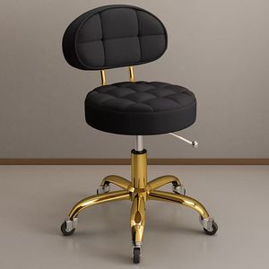Luxury Round Metal Hairdressing Chair with Sliding Stool & Backrest Massage <b>Table</b> for Home Bedroom Hotel Outdoor Use Living Room - Product Image 2