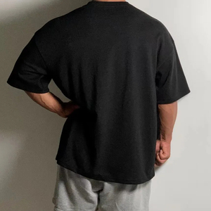 T-shirt à manches courtes en pur coton à col rond et épaules tombantes pour hommes, très vendu en été - Product Image 4