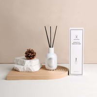 Diffuseur décoratif de parfum d'ambiance en métal de luxe, bouteille blanche mate, 180 ml, avec bâtonnets en rotin