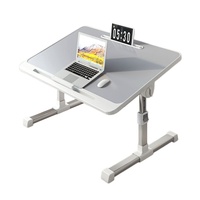 Bureau d'ordinateur portable convertible en métal, table pliable pour lit avec porte-gobelet, pour étudiants, dortoir, bureau portable