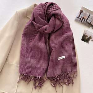 Bufanda a cuadros clásica de estilo coreano de lujo de alta calidad <span class=keywords><strong>para</strong></span> mujer, bufanda cálida gruesa de otoño e invierno <span class=keywords><strong>para</strong></span> <span class=keywords><strong>parejas</strong></span> que combinan con todo - Product Image 4