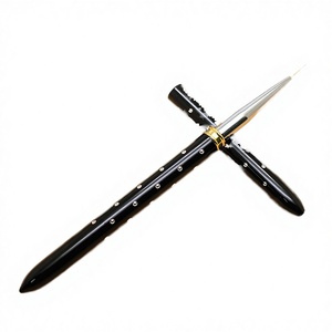 Socheal – Stylos de dessin pour ongles en métal noir de haute qualité, pinceaux liner en nylon 10 mm pour gel UV et acrylique, modèle pour la conception d'ongles - Product Image 3