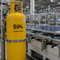 Gas Silano de Grado Electrónico SiH4 UN2203 Monosilano para PECVD, Cilindro de 47L con Válvula CGA350 a 150 Bar de Presión, por KAIMEI