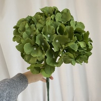 5 Tangkai Bunga Hydrangea Hijau Terlaris, Rangkaian Bunga Sutra, Hydrangea Hijau Tua untuk Pernikahan