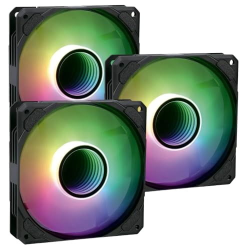 120mm RGB PC Case Cooling Fan with Plastic Heatsink Ball Bearing 21dBA Silent High Airflow for Gaming PC