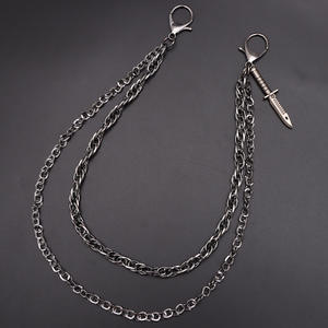 Cadena para Pantalones de Doble Capa de Aleación de Zinc con Forma de Espada, Estilo Punk, Cadena para Cintura para Hombre, Uso Diario, Diseño de Daga en Color Negro Metálico - Product Image 6